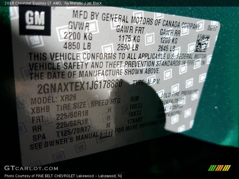 Ivy Metallic / Jet Black 2018 Chevrolet Equinox LT AWD