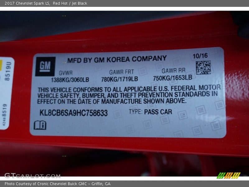 Red Hot / Jet Black 2017 Chevrolet Spark LS