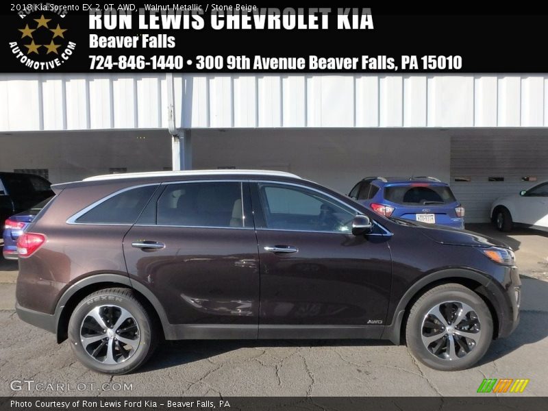 Walnut Metallic / Stone Beige 2018 Kia Sorento EX 2.0T AWD