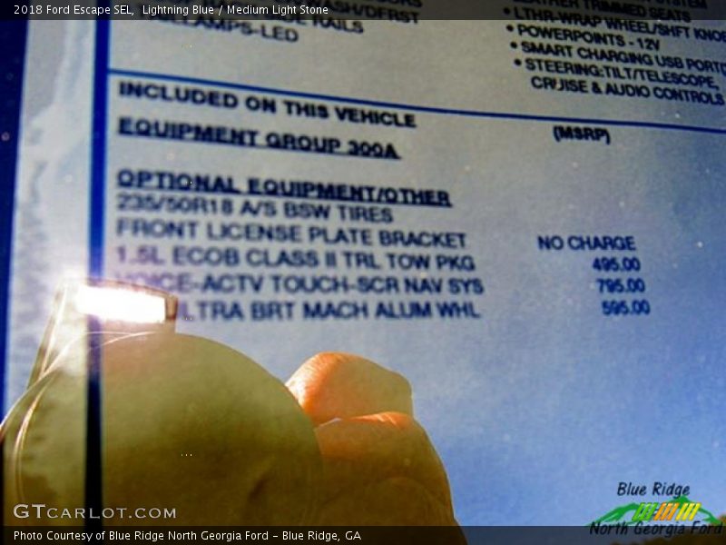 Lightning Blue / Medium Light Stone 2018 Ford Escape SEL