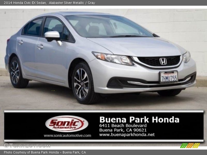 Alabaster Silver Metallic / Gray 2014 Honda Civic EX Sedan