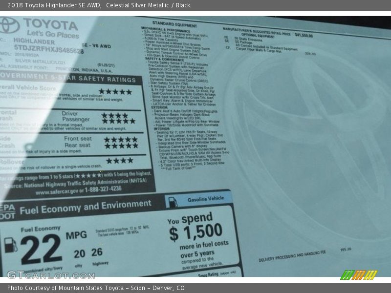 Celestial Silver Metallic / Black 2018 Toyota Highlander SE AWD