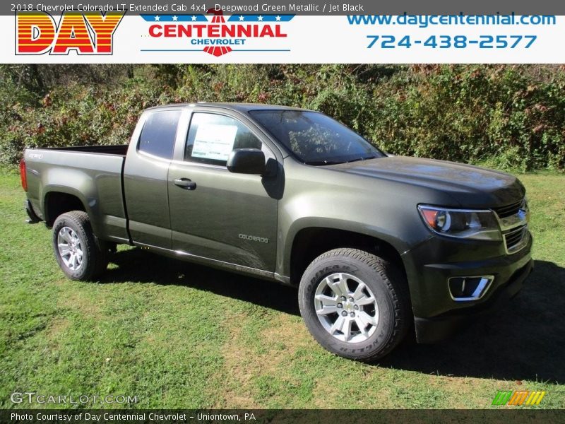 Deepwood Green Metallic / Jet Black 2018 Chevrolet Colorado LT Extended Cab 4x4