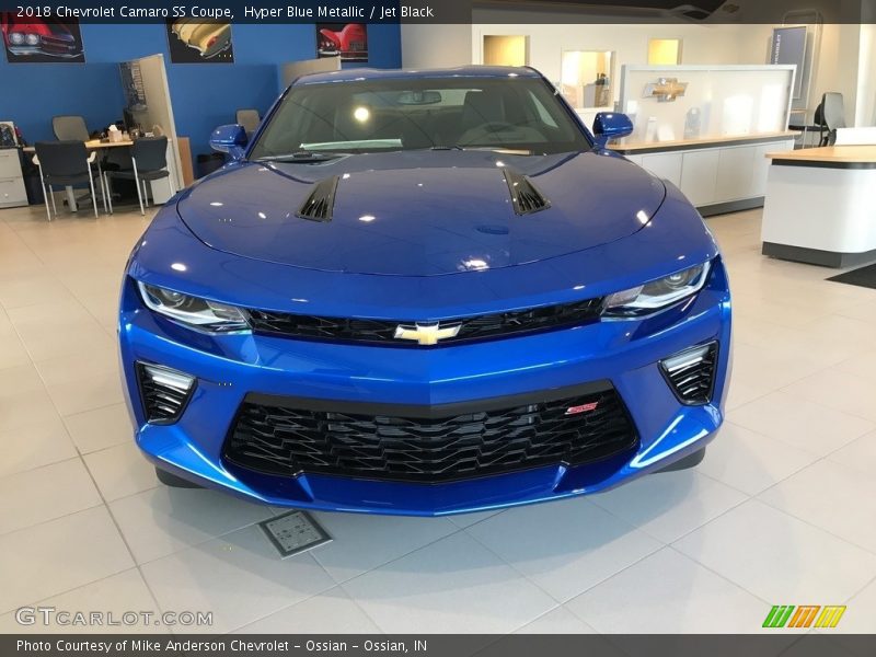Hyper Blue Metallic / Jet Black 2018 Chevrolet Camaro SS Coupe