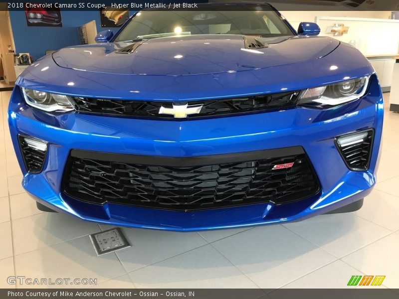 Hyper Blue Metallic / Jet Black 2018 Chevrolet Camaro SS Coupe