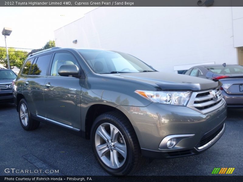 Cypress Green Pearl / Sand Beige 2012 Toyota Highlander Limited 4WD