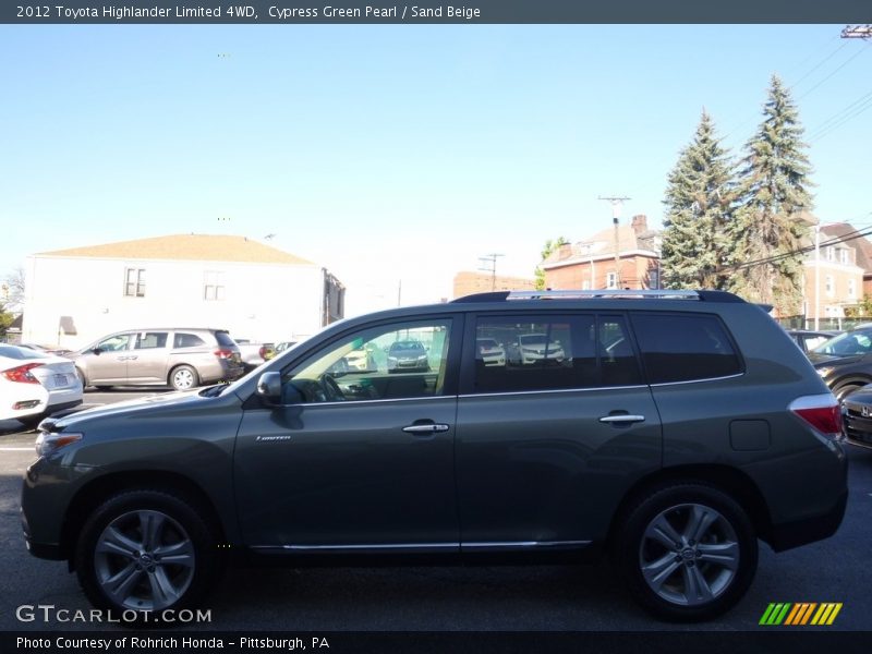 Cypress Green Pearl / Sand Beige 2012 Toyota Highlander Limited 4WD