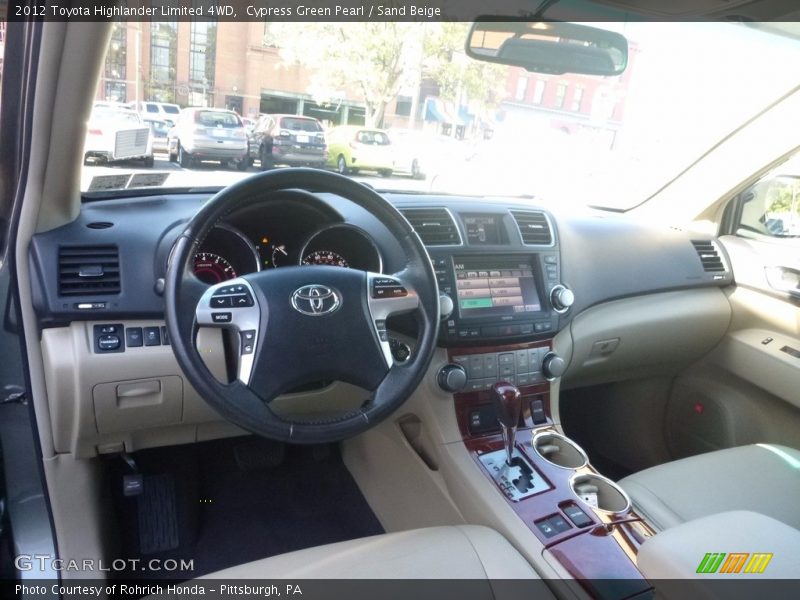 Cypress Green Pearl / Sand Beige 2012 Toyota Highlander Limited 4WD