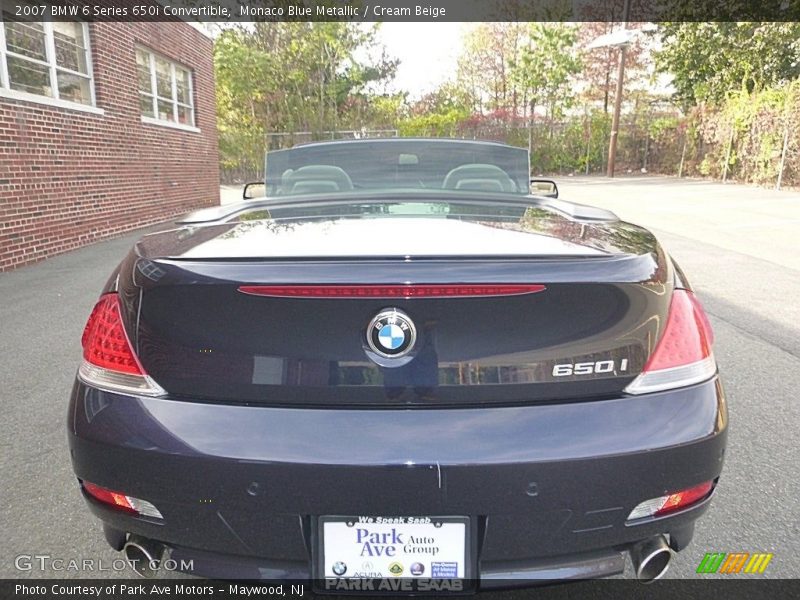 Monaco Blue Metallic / Cream Beige 2007 BMW 6 Series 650i Convertible