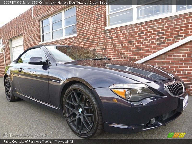 Monaco Blue Metallic / Cream Beige 2007 BMW 6 Series 650i Convertible