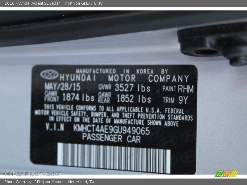 Triathlon Gray / Gray 2016 Hyundai Accent SE Sedan