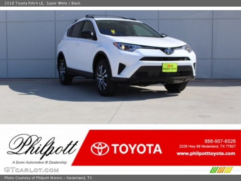 Super White / Black 2018 Toyota RAV4 LE