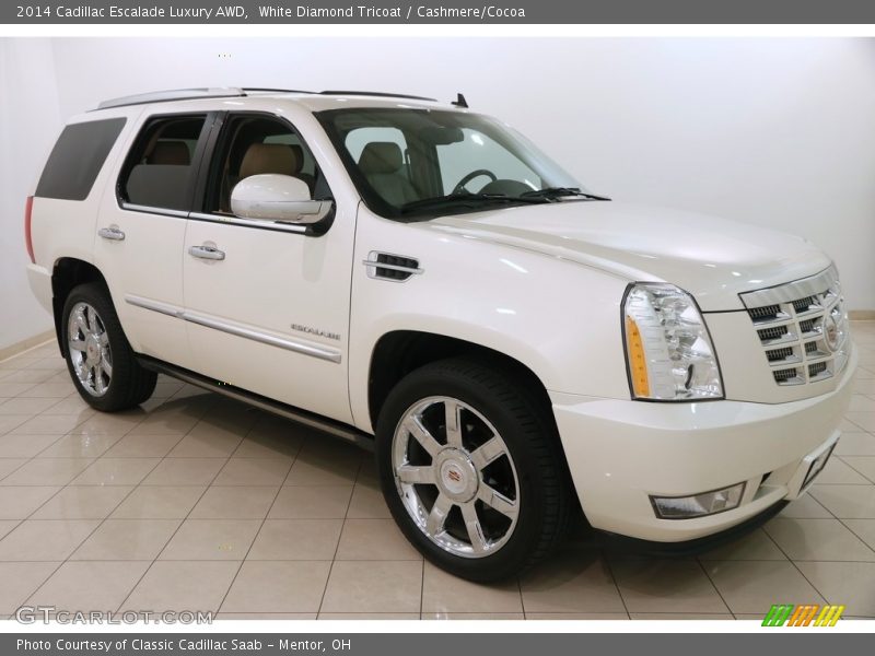 White Diamond Tricoat / Cashmere/Cocoa 2014 Cadillac Escalade Luxury AWD