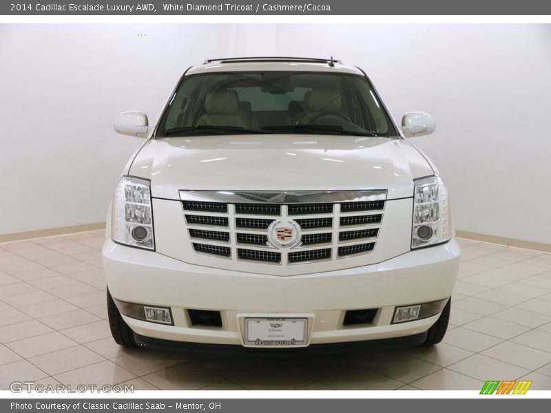 White Diamond Tricoat / Cashmere/Cocoa 2014 Cadillac Escalade Luxury AWD