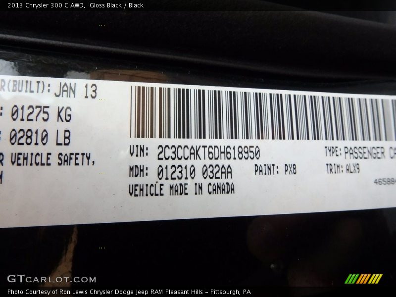 Gloss Black / Black 2013 Chrysler 300 C AWD