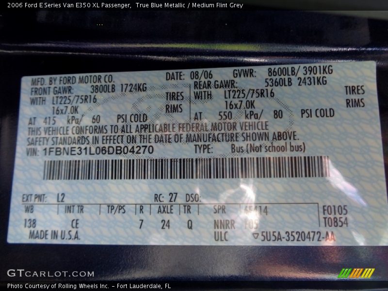 True Blue Metallic / Medium Flint Grey 2006 Ford E Series Van E350 XL Passenger