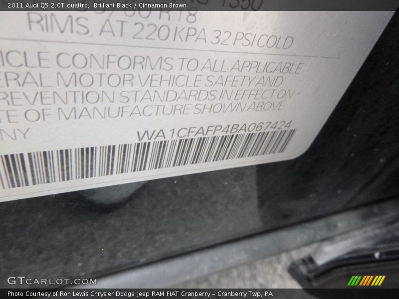 Brilliant Black / Cinnamon Brown 2011 Audi Q5 2.0T quattro