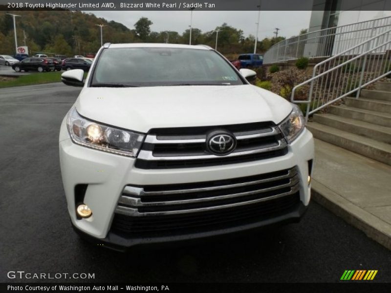 Blizzard White Pearl / Saddle Tan 2018 Toyota Highlander Limited AWD