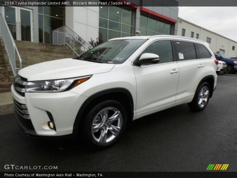 Blizzard White Pearl / Saddle Tan 2018 Toyota Highlander Limited AWD