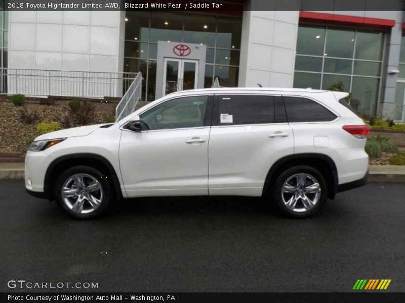 Blizzard White Pearl / Saddle Tan 2018 Toyota Highlander Limited AWD