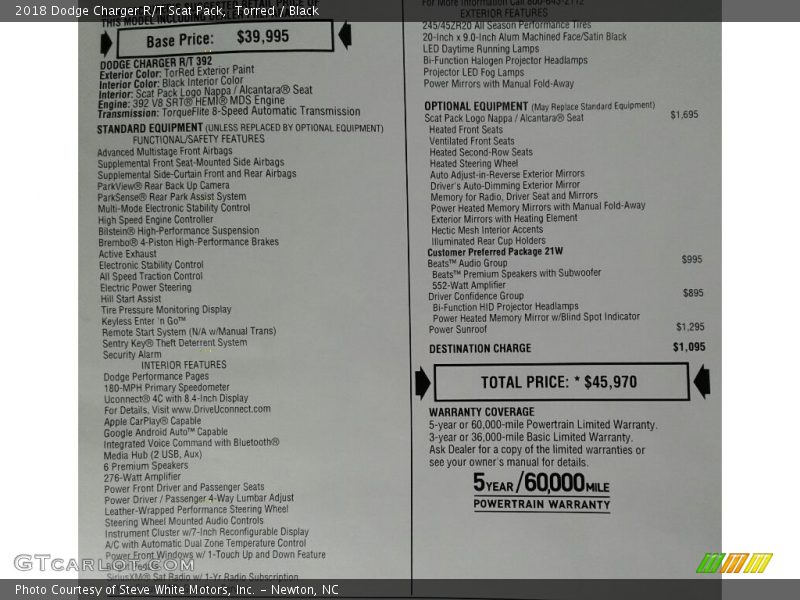 Torred / Black 2018 Dodge Charger R/T Scat Pack