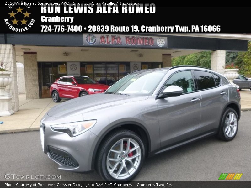 Stromboli Gray Metallic / Black/Black 2018 Alfa Romeo Stelvio Sport AWD