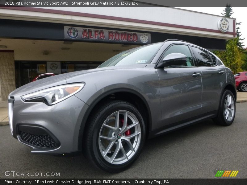 Stromboli Gray Metallic / Black/Black 2018 Alfa Romeo Stelvio Sport AWD