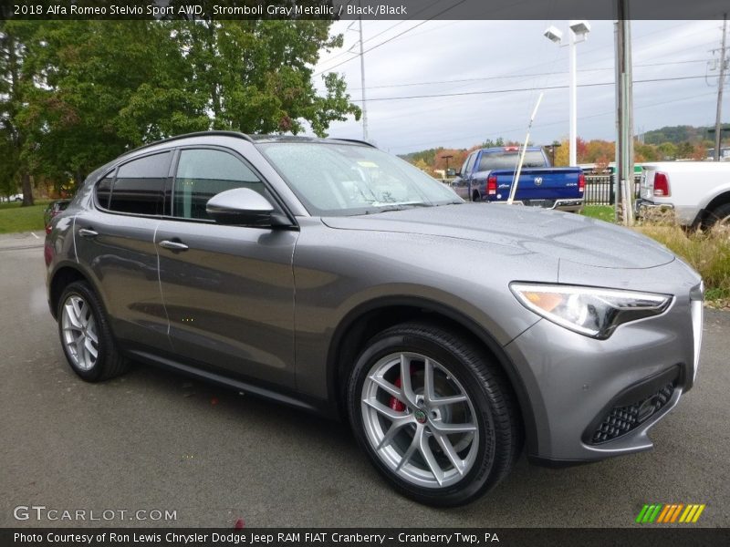 Stromboli Gray Metallic / Black/Black 2018 Alfa Romeo Stelvio Sport AWD
