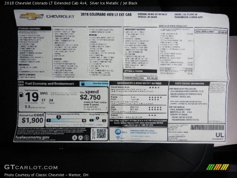 Silver Ice Metallic / Jet Black 2018 Chevrolet Colorado LT Extended Cab 4x4