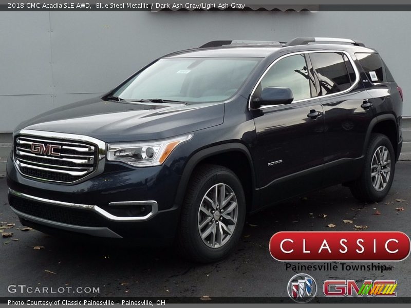 Blue Steel Metallic / Dark Ash Gray/Light Ash Gray 2018 GMC Acadia SLE AWD