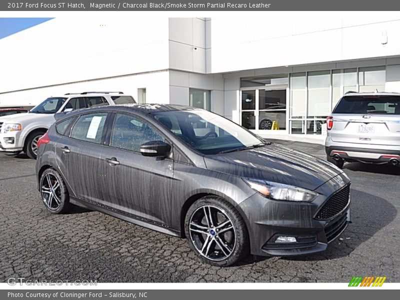 Magnetic / Charcoal Black/Smoke Storm Partial Recaro Leather 2017 Ford Focus ST Hatch