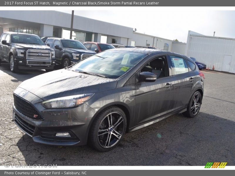 Magnetic / Charcoal Black/Smoke Storm Partial Recaro Leather 2017 Ford Focus ST Hatch