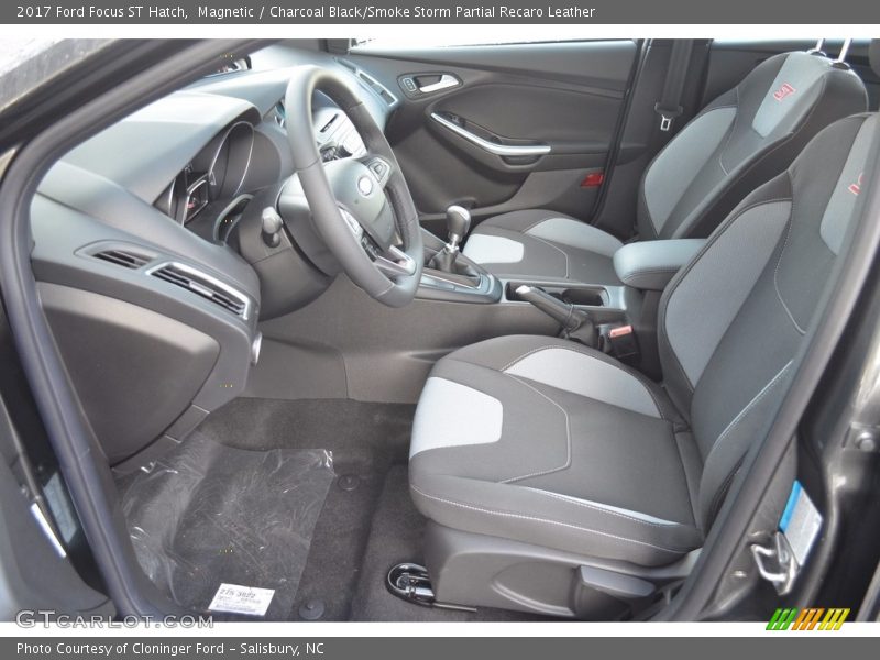 Magnetic / Charcoal Black/Smoke Storm Partial Recaro Leather 2017 Ford Focus ST Hatch