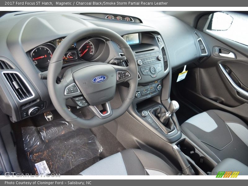 Magnetic / Charcoal Black/Smoke Storm Partial Recaro Leather 2017 Ford Focus ST Hatch