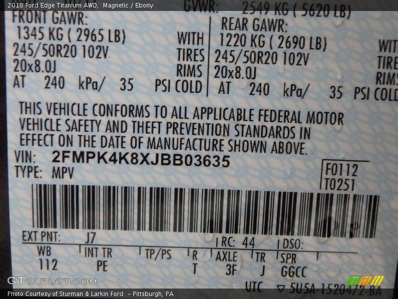 Magnetic / Ebony 2018 Ford Edge Titanium AWD