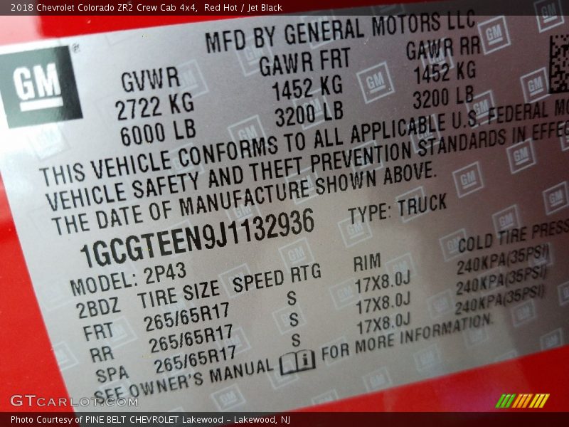 Red Hot / Jet Black 2018 Chevrolet Colorado ZR2 Crew Cab 4x4