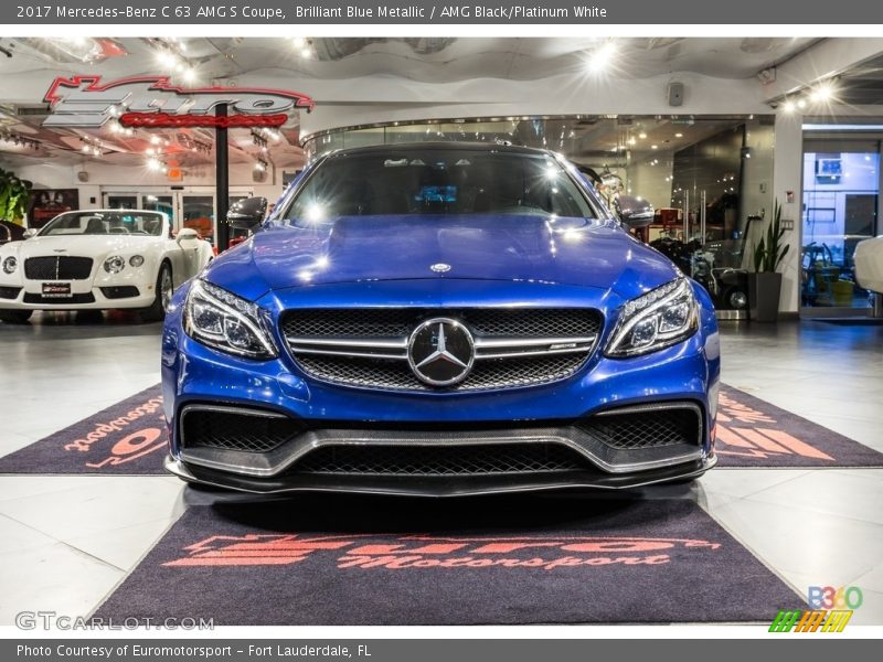 Brilliant Blue Metallic / AMG Black/Platinum White 2017 Mercedes-Benz C 63 AMG S Coupe