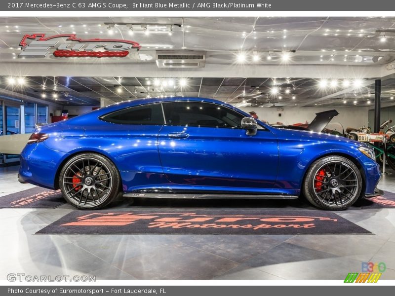 Brilliant Blue Metallic / AMG Black/Platinum White 2017 Mercedes-Benz C 63 AMG S Coupe