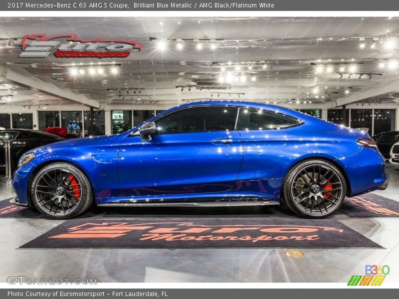 Brilliant Blue Metallic / AMG Black/Platinum White 2017 Mercedes-Benz C 63 AMG S Coupe