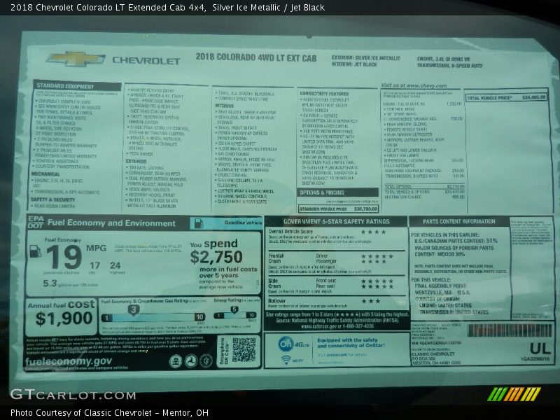 Silver Ice Metallic / Jet Black 2018 Chevrolet Colorado LT Extended Cab 4x4