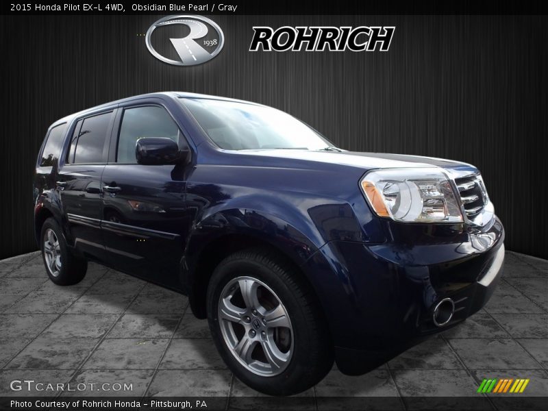 Obsidian Blue Pearl / Gray 2015 Honda Pilot EX-L 4WD