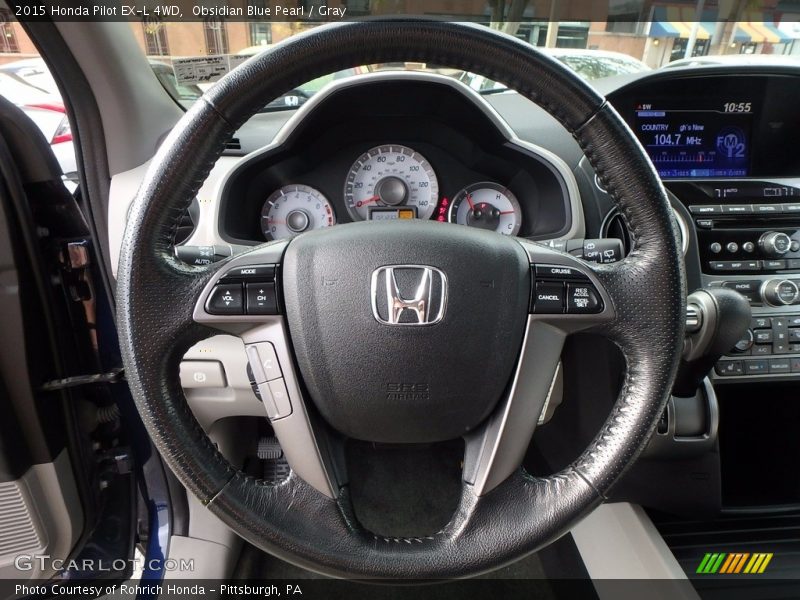 Obsidian Blue Pearl / Gray 2015 Honda Pilot EX-L 4WD