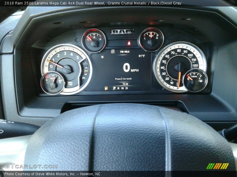 Granite Crystal Metallic / Black/Diesel Gray 2018 Ram 3500 Laramie Mega Cab 4x4 Dual Rear Wheel
