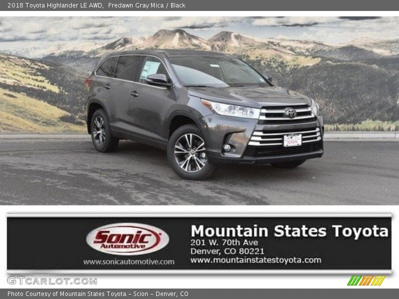 Predawn Gray Mica / Black 2018 Toyota Highlander LE AWD