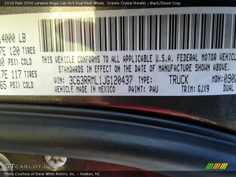 Granite Crystal Metallic / Black/Diesel Gray 2018 Ram 3500 Laramie Mega Cab 4x4 Dual Rear Wheel