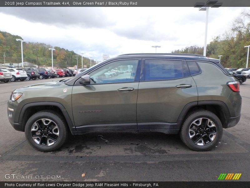 Olive Green Pearl / Black/Ruby Red 2018 Jeep Compass Trailhawk 4x4