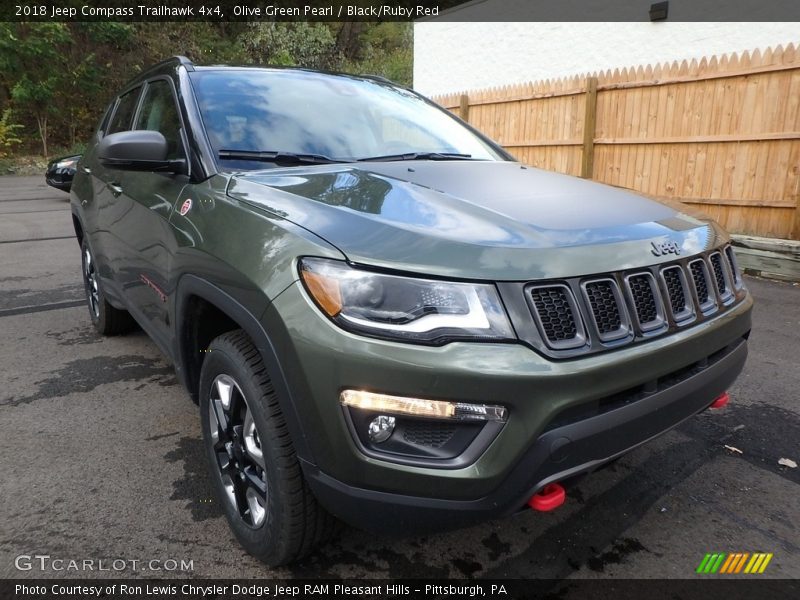 Olive Green Pearl / Black/Ruby Red 2018 Jeep Compass Trailhawk 4x4