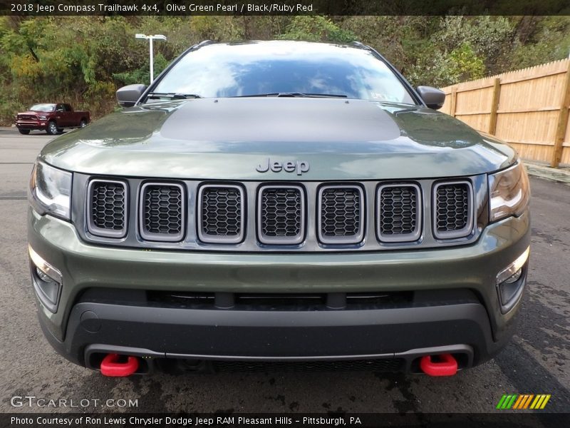 Olive Green Pearl / Black/Ruby Red 2018 Jeep Compass Trailhawk 4x4