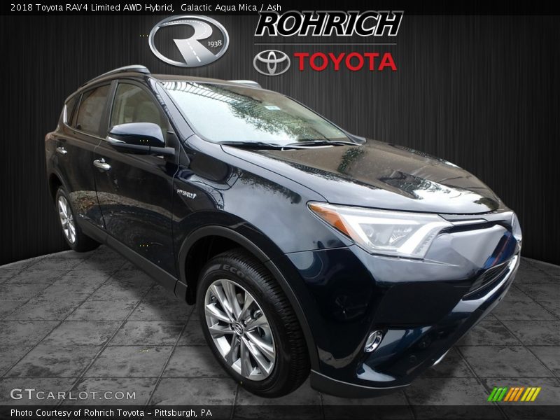 Galactic Aqua Mica / Ash 2018 Toyota RAV4 Limited AWD Hybrid