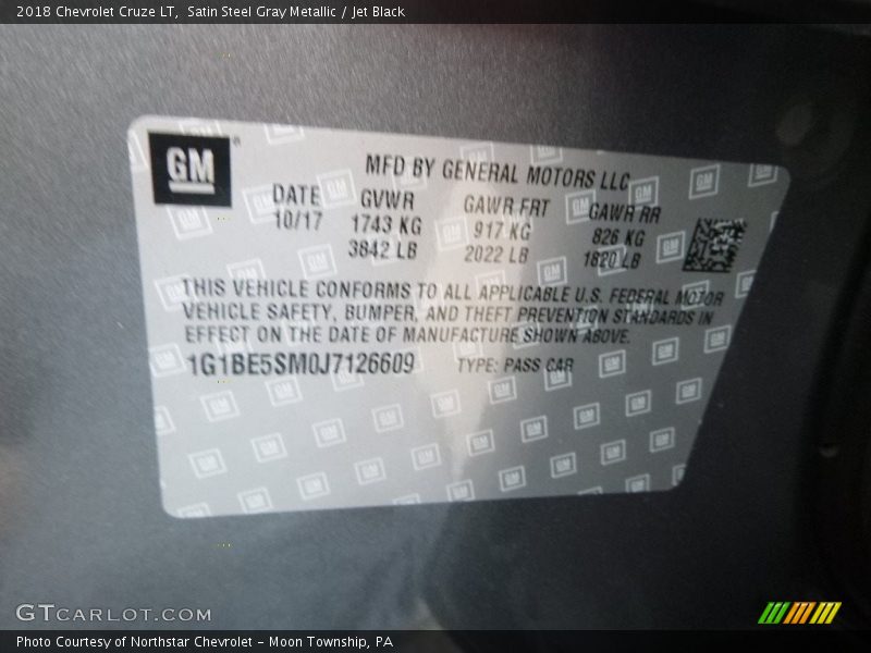 Satin Steel Gray Metallic / Jet Black 2018 Chevrolet Cruze LT